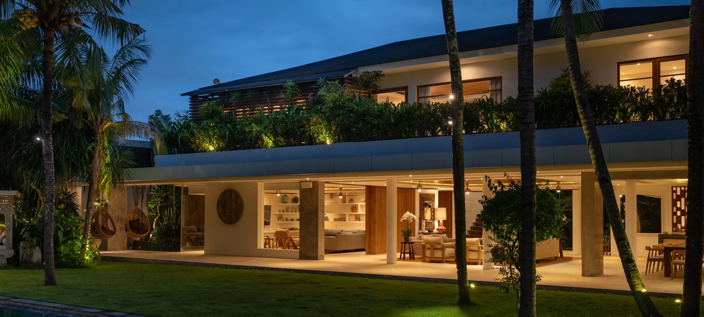 Villa Zambala Canggu exterior and tropical gardens