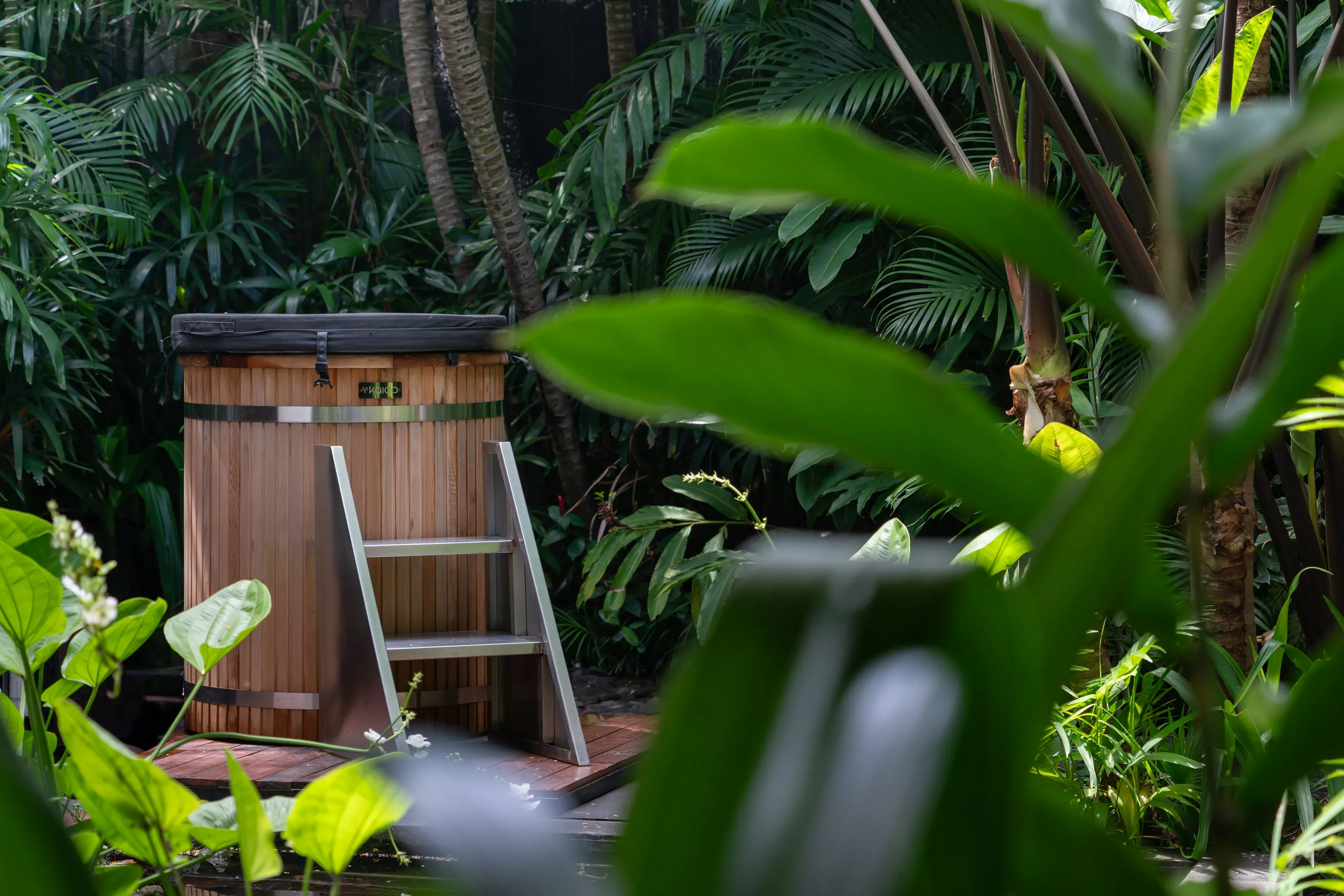 Ice bath and wellness area at Villa Zambala