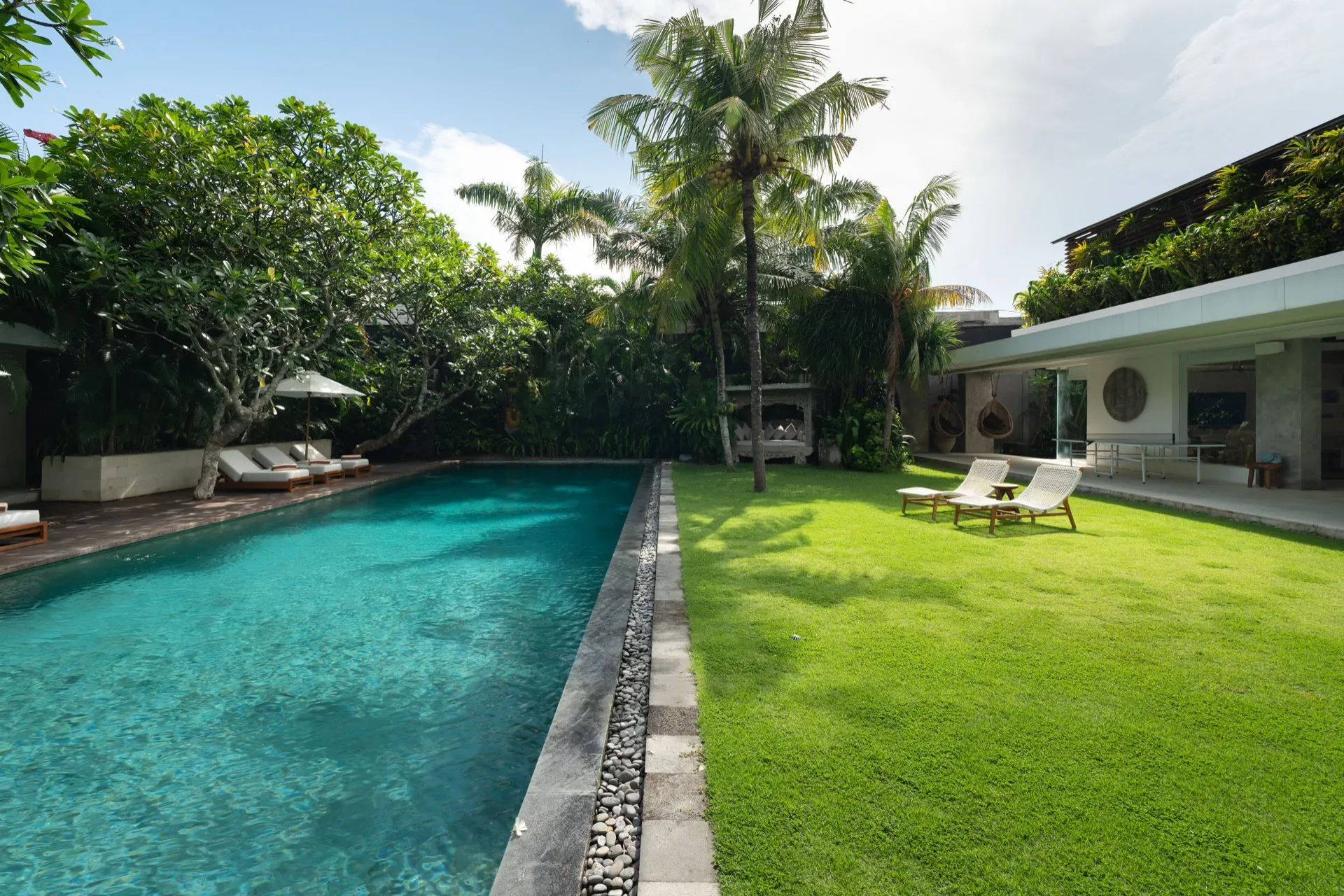 Pool sala and shaded lounge area at Villa Zambala Canggu