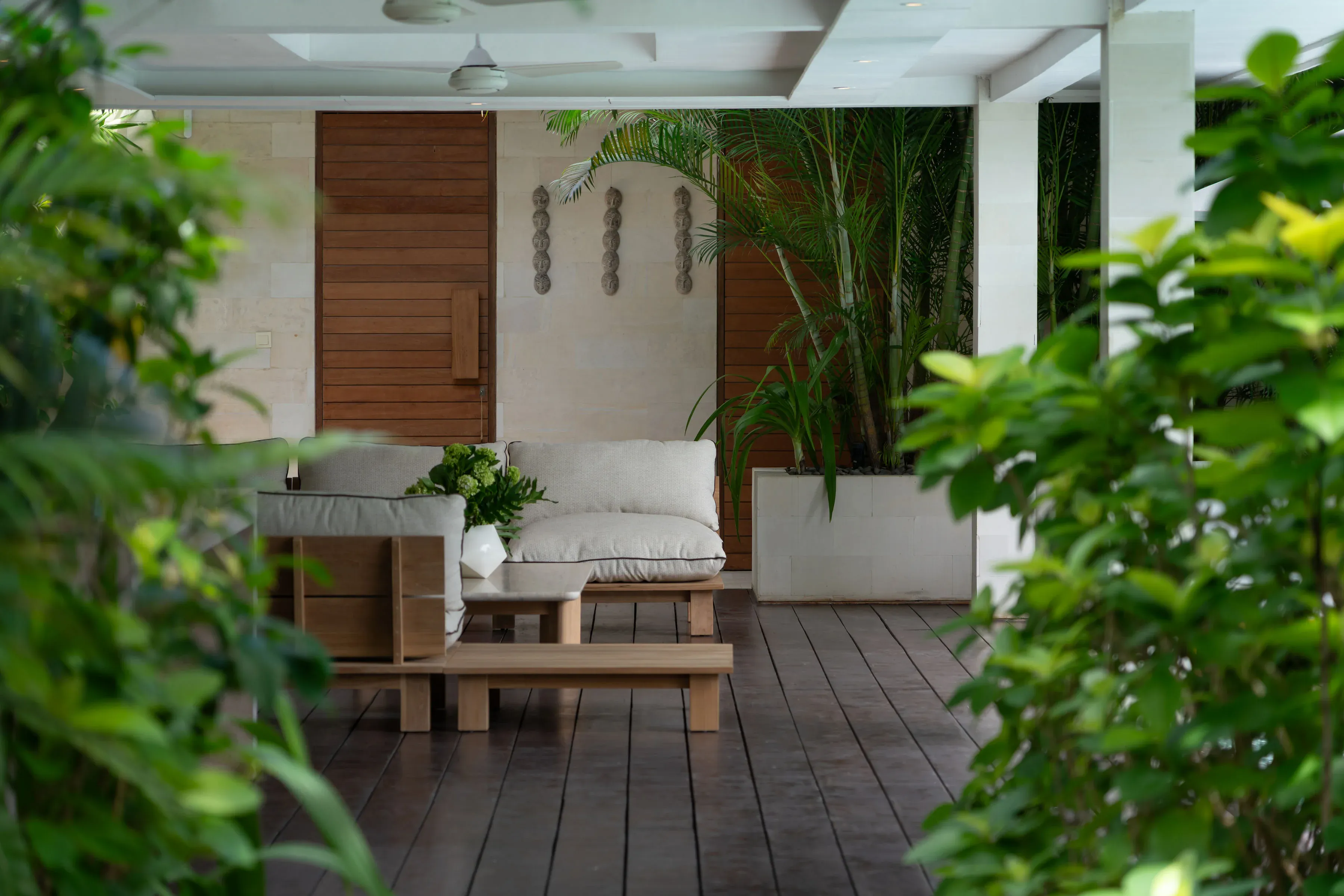 Outdoor bar seating area at Villa Zambala